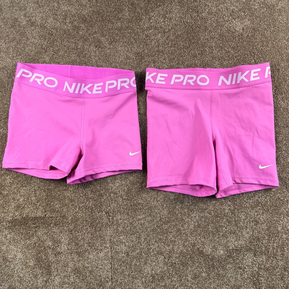 Nike Pro Dri-FIT Womens Pink Shorts Bundle 3in 5in Inseam CZ9857 CZ9831 Size M